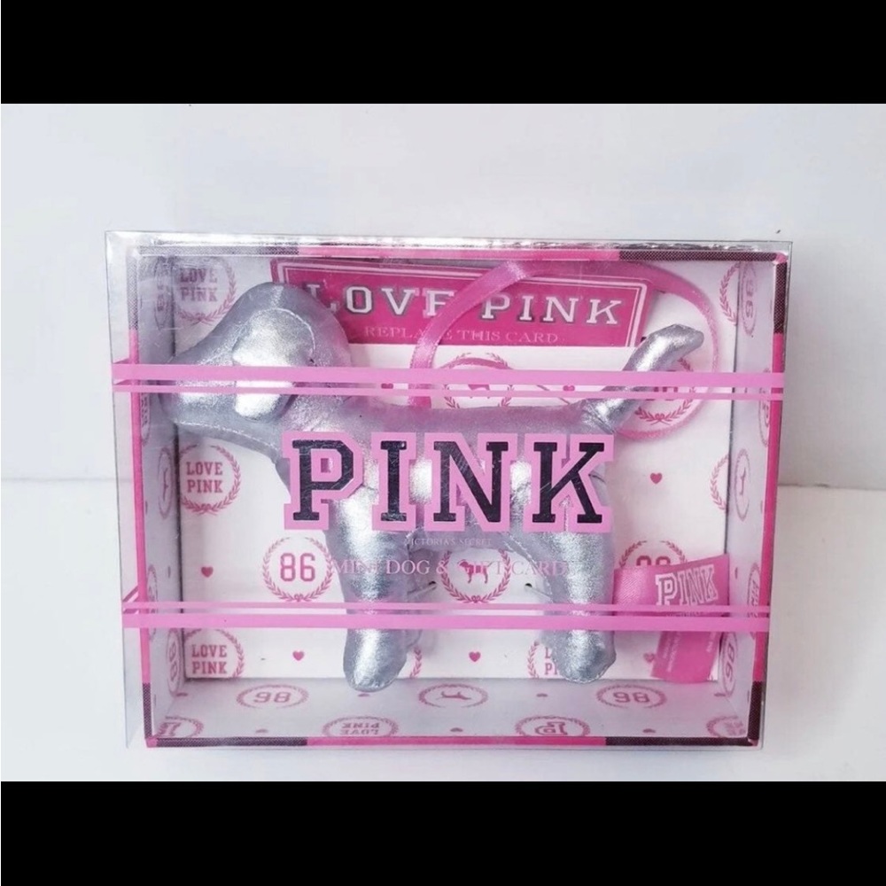 (10) VS PINK Mini Silver Dog Ornament